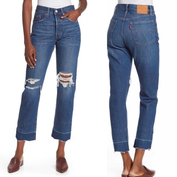 Levi’s 501 Premium Crop Button Fly Jeans in Bottom Line - Picture 14 of 14